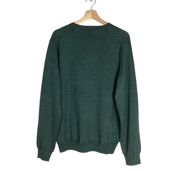 J Crew 100% Italian Merino Wool V Neck Pullover Sweater in Hunter Green - Picture 8 of 13